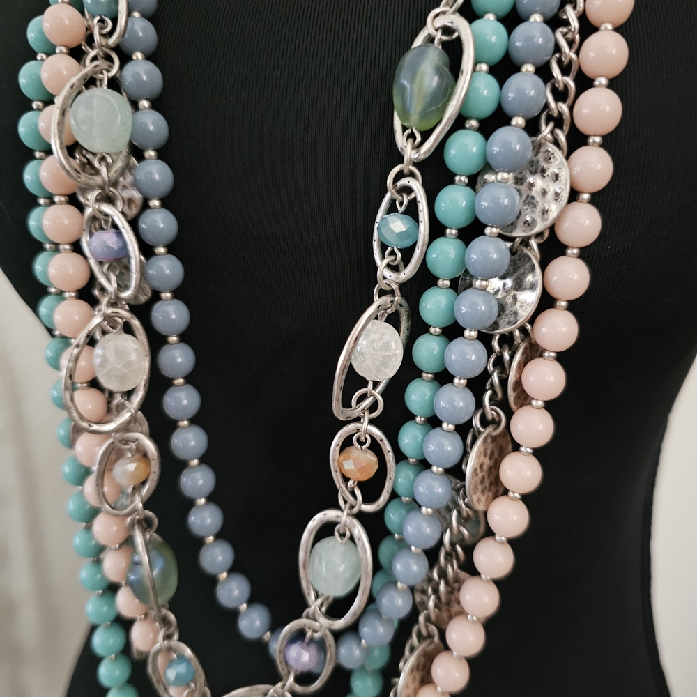 Premier Pastel Beaded Necklace with Silver Accents